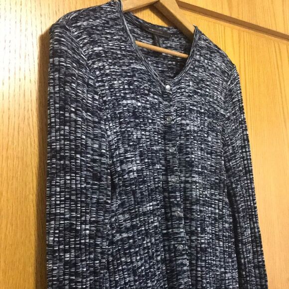 BCBGMAXAZRIA marled black ribbed knit midi top NEW - Picture 6 of 8